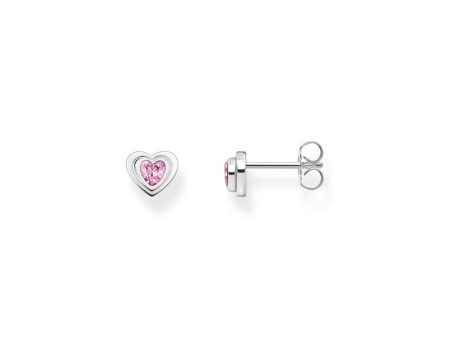 Thomas Sabo Sterling Silver Cosmic Heart Pink CZ Stud Earrings Online Sale