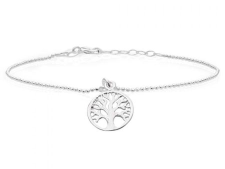 Sterling Silver Tree of Life dicut ball strand Bracelet 19cm on Sale