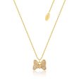 Disney Gold Plated Sterling Silver Minnie Mouse CZ Bow Pendant On Chain Sale