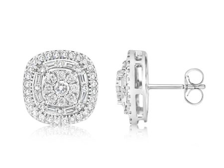 0.95 Carat Diamond Cluster Stud Earrings Online