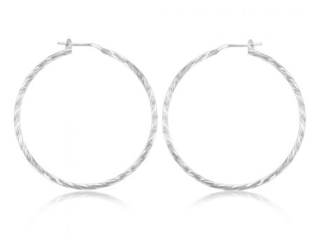 Sterling Silver Twisted 40mm Hoop Earrings Cheap