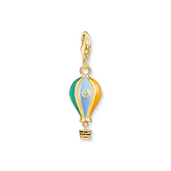 Thomas Sabo Charm Club Sterling Silver Gold Plated Coloured Hot Air Balloon Charm For Sale