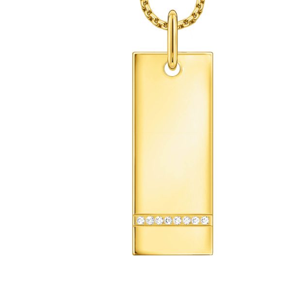 Thomas Sabo Engrav Gold Plated Sterling Silver Wide Tag CZ on 40-45cm Chain Online Hot Sale