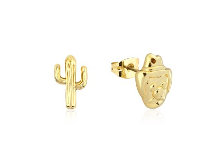 Streets Bubble O Bill Gold Plated Stainless Steel Cactus Mix Match Stud Earrings Hot on Sale