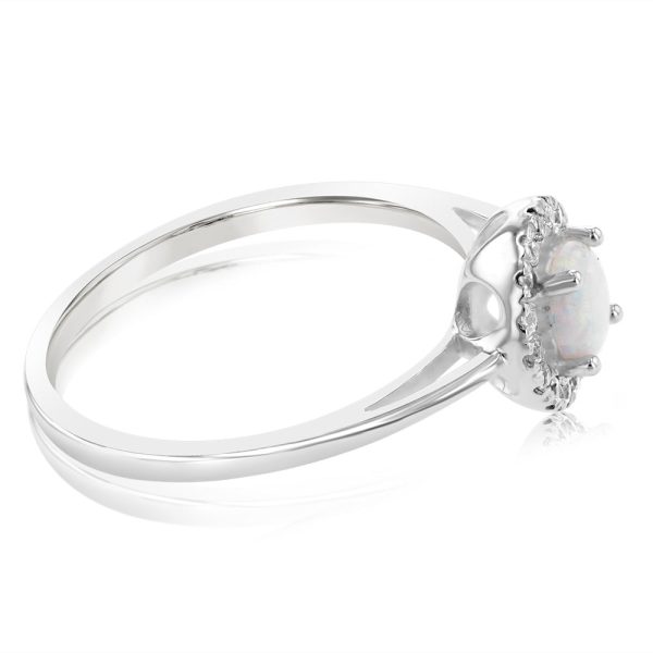 Sterlling Silver Cubic Zirconia And Created Opal Ring Hot on Sale