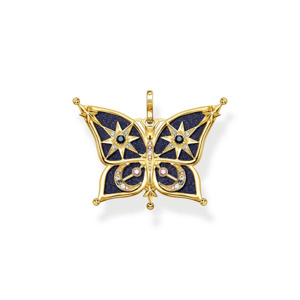 Thomas Sabo Magic Stars Gold Plated Sterling Silver Small Blue Butterfly Pendant Online