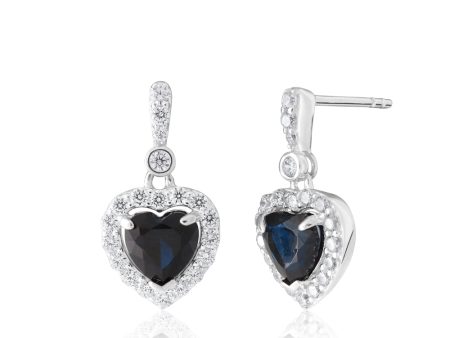 Sterling Silver Zirconia Heart Stud Drop Earrings Online Sale