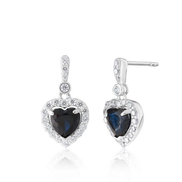 Sterling Silver Zirconia Heart Stud Drop Earrings Online Sale