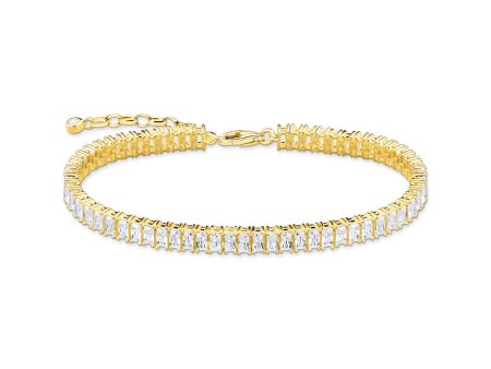 Thomas Sabo Heritage Gold Plated Sterling Silver CZ Tennis 16-19cm Bracelet Discount