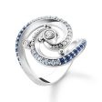 Thomas Sabo Sterling Silver Ocean Curled Wave Blue Cubic Zirconia Ring on Sale