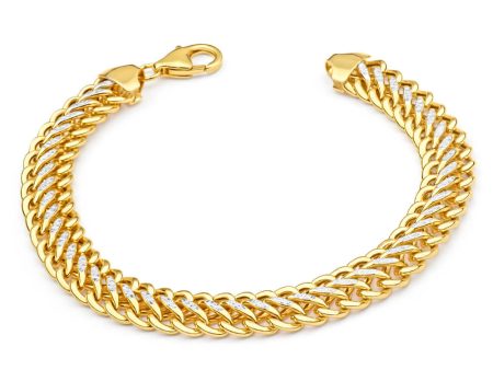 9ct  Yellow Gold & White Gold Fancy Bracelet Cheap