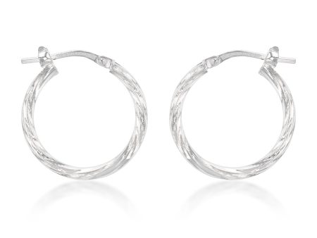 Sterling Silver Twisted 15mm Hoop Earrings Cheap