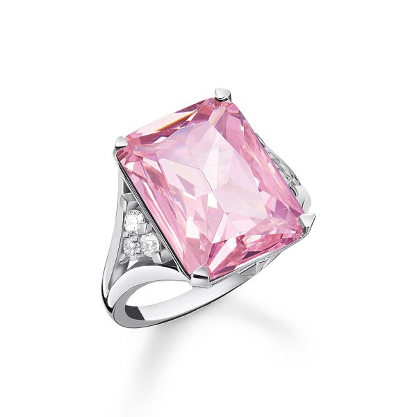 Thomas Sabo Sterling Silver Heritage Pink Stone Ring For Sale