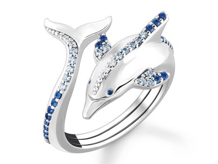 Thomas Sabo Sterling Silver Ocean Open Dolphin Blue Cubic Zirconia Ring Size O1 2 For Cheap