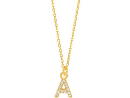 Sterling Silver Yellow Gold Plated Initial  A  Pendant on 45cm Chain Supply