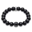 Thomas Sabo Sterling Silver Matt Obsidean Carved Bead 17.5cm Bracelet on Sale