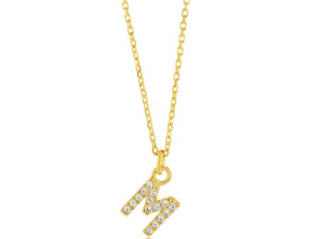 Sterling Silver Yellow Gold Plated Initial  M  Pendant On 45cm Chain Online Hot Sale