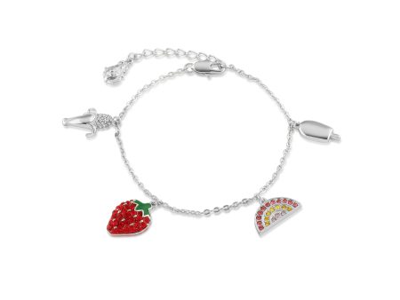 Streets Paddle Pop White Gold Plated Stainless Steel Charm 16+3cm Bracelet For Cheap