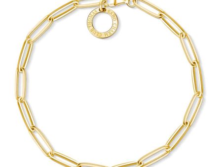 Thomas Sabo Charm Club Yellow Gold Plated Sterling Silver Long Link 17cm Bracelet For Cheap