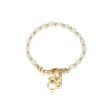 Disney Gold Plated Sterling Silver Minnie Fresh Water Pearl 19cm Bracelet Sale