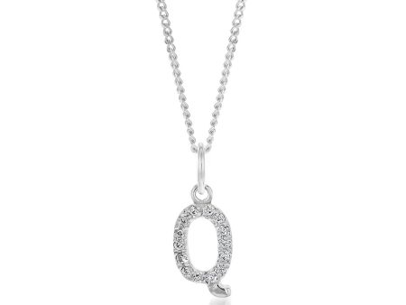 Sterling Silver Cubic Zirconia Initial  Q  Pendant Online Hot Sale