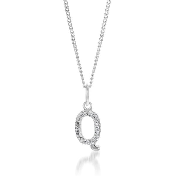 Sterling Silver Cubic Zirconia Initial  Q  Pendant Online Hot Sale