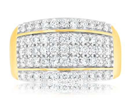 0.95 Carat Cluster Diamond Dress Ring in 14ct Yellow Gold Online Sale