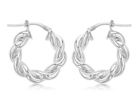 Sterling Silver Twisted Fancy 12mm Hoop Earrings Hot on Sale