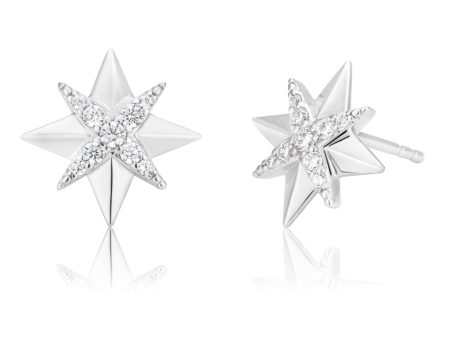 Sterling Silver Zirconia Crossover Star Stud Earrings Cheap