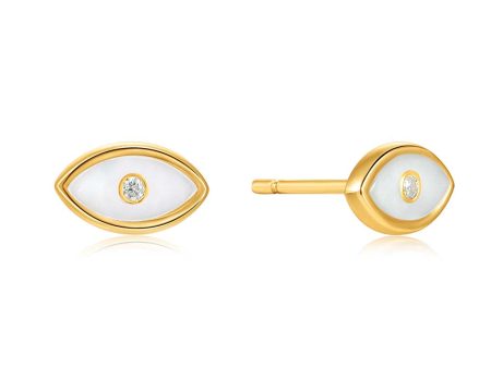 Ania Haie Gold Plated Sterling Silver Wild Soul Evil Eye Stud Earrings For Sale