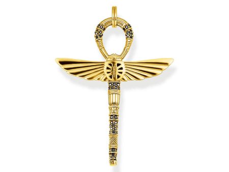 Thomas Sabo Sterling Silver Gold Plated Ankh Sign Beetle Black Pendant Online