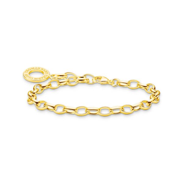 Thomas Sabo Charm Club Sterling Silver Gold Plated Belcher 17cm Bracelet For Discount