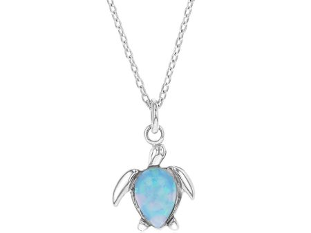 Sterling Silver Turtles Blue Opal Glass Pedant With 45cm Chain For Cheap