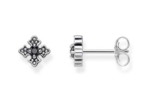 Thomas Sabo Rebel Sterling Silver Royal Black CZ Cross Stud Earrings Cheap