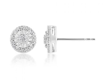 0.10 Carat Diamond Stud Earrings in Sterling Silver Online Hot Sale