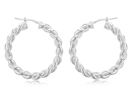 Sterling Silver Twisted Fancy 30mm Hoop Earrings Online