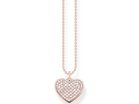 Thomas Sabo Engrav Rose Gold Plated Sterling Silver CZ Heart On 40-45cm Chain Online