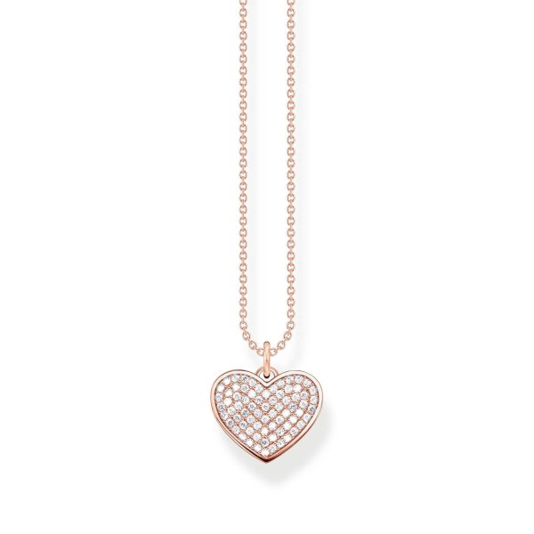 Thomas Sabo Engrav Rose Gold Plated Sterling Silver CZ Heart On 40-45cm Chain Online