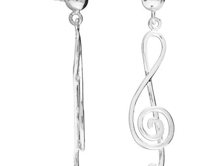 Sterling Silver Treble Cleff Drop Earrings Online Sale