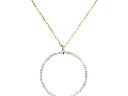 Bronzallure Gold Plated Sterling Silver CZ Large Circular Pendant On 91cm Chain For Cheap