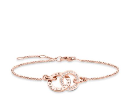 Thomas Sabo Rose Gold Plated Sterling Silver Together Rings CZ 16-19cm Bracelet Online Hot Sale