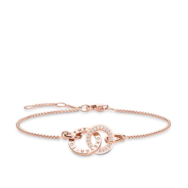 Thomas Sabo Rose Gold Plated Sterling Silver Together Rings CZ 16-19cm Bracelet Online Hot Sale