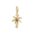 Thomas Sabo Charm Club Sterling Silver Gold Plated Palm Tree Multicoloured Charm Hot on Sale