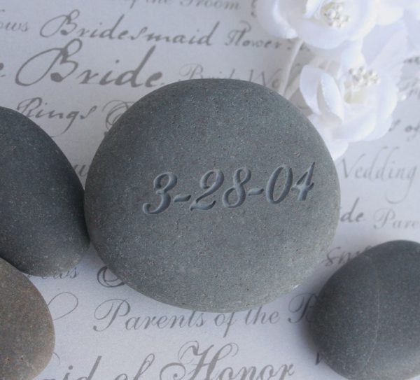 Custom Oathing Stone - for wedding or commitment ceremony - Double sided engraved wedding stone with initials and date Discount