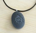 Ladybug pendant with cord - Tiny PebbleGlyph (C) - Engraved beach stone necklace Online now