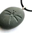 Dragonfly - Tiny pebble engraved stone necklace Online now