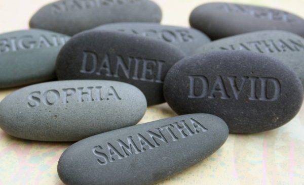 Personalized engraved gift - Engraved stone with name or word Online now