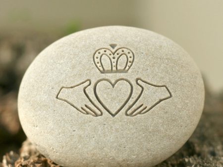 Claddagh Oathing Stone - Double sided engraving for wedding, anniversary or commitment For Discount