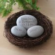 Nest home decor - personalized whole family gift - set of 3 engraved stones in nest Online Hot Sale