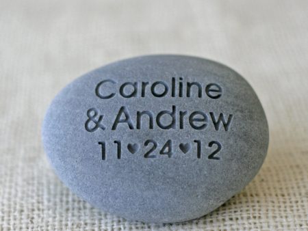 Wedding location pebble - double sided engraving - longitue & latitude engraved pebble Supply